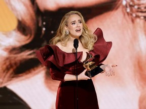 Adele accepts the Best Pop Solo Performance award 65th Grammy Awards.