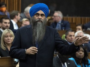 Conservative deputy leader Tim Uppal rises during Question Period, in Ottawa, Thursday, Nov. 17, 2022. A cross-section of Canadian MPs are calling out India's crackdown in the state of Punjab, as those criticizing internet restrictions face threatening tweets.
