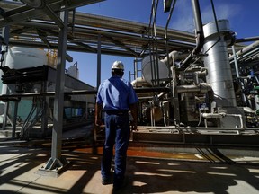 Calgren's renewable fuels facility that cleans dairy methane into natural gas is shown in Pixley, California, U.S., October 2, 2019. Picture taken October 2, 2019.       REUTERS/Mike Blake