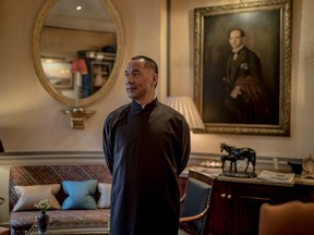Guo Wengui, a Chinese-born billionaire, at Mark's Club in London, March 29, 2016. The exiled tycoon has riled the Communist Party with claims against the top leaders. But he has also divided the party's opponents in China and abroad. (Andrew Testa/The New York Times)