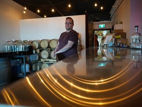 Scott Thompson, founder of Mad Laboratory Distilling, poses for a photograph at the distillery in Vancouver on March 9, 2023. Mad Lab is now back to full-time production of alcoholic beverages, and Thompson said the key to weathering the COVID market swing for him was to identify the nature of the swing and plan for the long term accordingly.