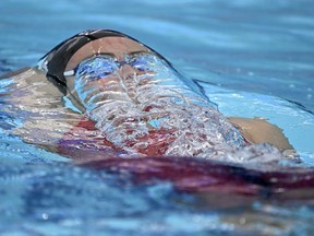 Kylie Masse, of Canada, swims in her heat of the women's 200m backstroke during the world swimming short course championships in Melbourne, Australia, Sunday, Dec. 18, 2022. Masse, from LaSalle, Ont., will be competing in several events at the Canadian swimming trials where Swimming Canada will select its teams for this summer's world championships and other international competitions like the Pan American Games in Santiago, Chile, a stepping stone to the 2024 Paris Olympics.