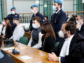 FILE PHOTO: U.S. citizens Finnegan Lee Elder and Gabriel Christian Natale-Hjorth, accused of killing Carabinieri military police officer Mario Cerciello Rega, attend to a hearing of their trial, in Rome, Italy May 5, 2021.