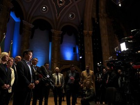 Vancouver's newly elected mayor Ken Sim addresses the media following an inauguration ceremony at the Orpheum Theatre in Vancouver, B.C., Nov. 7, 2022. Nearly six years after the City of Vancouver became the largest city in Canada to commit to a living wage, councillors have backed a decision to end the initiative.