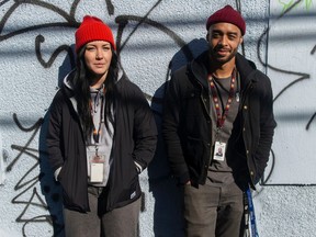 Kerry Ryan and Carlos Mendez Espinoza in the Downtown Eastside.