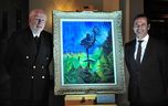 Michael Audain, left, and Audain Art Museum Director Curtis Collins present Emily Carr's painting Survivor at the Vancouver Club on March 15, 2023.