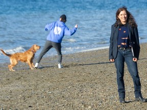Victoria Shroff at Vanier Park off-leash area beach in Vancouver on Monday.