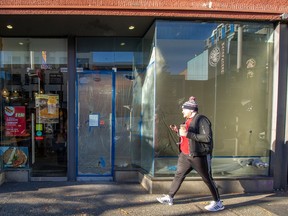 An empty storefront in Vancouver on Nov. 9, 2022.