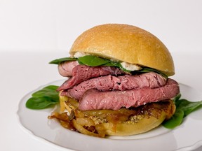 Sous vide beef, delightful in any sandwich, is cooked evenly throughout as the temperature of the bag-sealed roast is never higher than the water surrounding it.