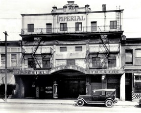 Archival photo of the Imperial Theatre, 720 Main St, which later became the Venus Theatre. It was built in 1912 and torn down in 2007.