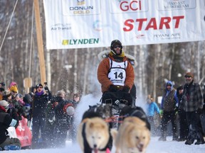 Musher Brent Sass and his dog team participate during the official start of the 51st Iditarod Trail Sled Dog Race in Willow, Alaska, U.S. March 5, 2023. REUTERS/Kerry Tasker