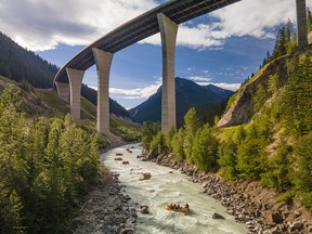 The Kicking Horse River offers class 1 to class 4 rapids.
