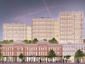 A rendering of the proposed Cohen Block project, a redevelopment of the Army & Navy flagship property on West Cordova Street in Vancouver.