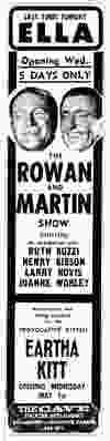 Rowan and Martin ad in the April 20, 1968 Vancouver Sun. The duo appeared at The Cave nightclub for five days along with some of their colleagues from Laugh-In, Joanne Worley, Ruth Buzzi, Henry Gibson and Larry Hovis.