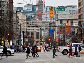 A view of East Hastings Street on the Downtown Eastside of Vancouver, pictured in January of 2023.