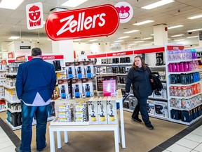Shoppers check out the Zellers reopening in Guildford Town Centre in Surrey. The  four locations in this province, which are located within certain Hudson's Bay (HBC) stores, opened to the public on April 4.