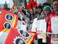 Hundreds of Public Service Alliance of Canada workers picket the Canada Revenue Agency Surrey National Verification and Collection building on King George Blvd. in Surrey on Wednesday, April 19, 2023