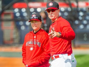 Vancouver Canadians manager Brent Lavallee (right) and assistant coach Ashley Stevenson will have a veteran lineup to open the Northwest League season.