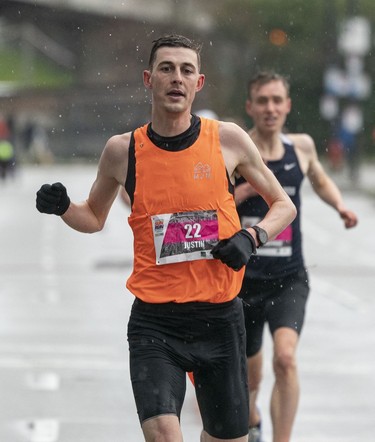 Justin Kent finishes second in the 2023 Sun Run in Vancouver on April, 16, 2023.