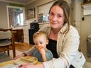 Jessie Morton with daughter Florence, who is almost two, in their rental suite in Tsawwassen. Photo: Arlen Redekop