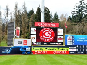The outfield at the renamed Rogers Field at Nat Bailey Stadium on Tuesday.