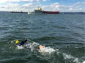 Scott Rees shown swimming in English Bay on Aug. 6, 2016.