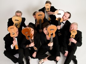 The Ukulele Orchestra of Great Britain will appear at the Queen Elizabeth Theatre on April 19, 2023. Photo: Allison Burke.