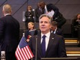U.S. Secretary of State Antony Blinken attends an Allies Support to Ukraine meeting, during NATO foreign ministers' meeting at NATO headquarters in Brussels, Belgium, 04 April 2023. Finland becomes the 31st member of the Alliance on 04 April.  OLIVIER MATTHYS/Pool via REUTERS
