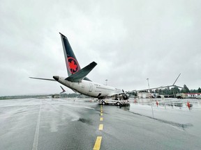 Air Canada’s Boeing 737 Max 8 at Nanaimo Airport this week. Via Nanaimo Airport