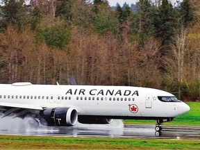 Air Canada's Boeing 737 Max 8 at Nanaimo Airport this week. Via Nanaimo Airport