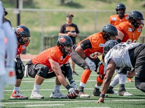 Burnaby's Michael Couture is suiting up with the B.C. Lions this season, after spending his previous six years with the Winnipeg Blue Bombers. Pictured at training camp in Kamloops/