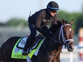 Forte trains on the track during morning workouts in preparation for the 149th running of the Kentucky Derby at Churchill Downs on May 4, 2023, in Louisville, Kentucky.