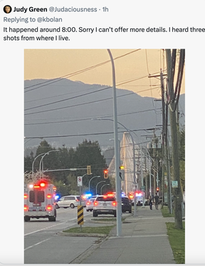 Surrey resident Judy Green tweeted about shooting scene Tuesday May 2