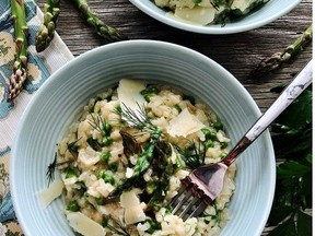 Springtime risotto with asparagus and peas. Photo by Renee Kohlman.
