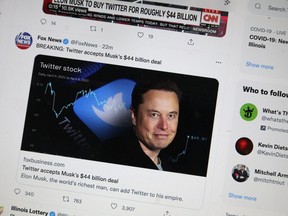 Elon Musk's bid to take over Twitter is tweeted on April 25, 2022