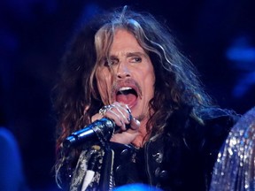Steven Tyler of Aerosmith performs performs at the 2020 Grammy Awards.