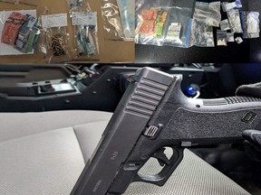 A gun seized during gang raids in B.C. in 2023.
