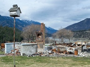 Devastated buildings in Lytton.