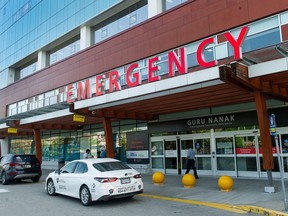 Surrey Memorial Hospital in Surrey, BC Tuesday, May 16, 2023. Thirty-five physician signed a letter complaining of overcrowding and understaffing. Photo: Jason Payne