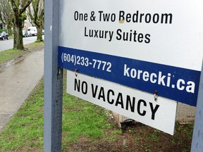 No vacancy sign at a Vancouver apartment building.
