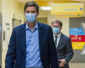 B.C. Premier David Eby (left) and Health Minister Adrian Dix in Richmond Hospital in November 2022.