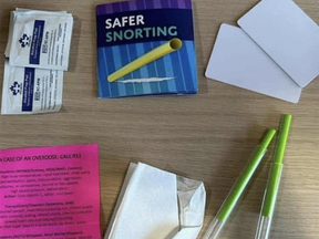 Safer snorting kits were handed out by a third-party after a presentation at a B.C. high school.