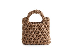 Mini knit bag in taupe, $120 at Ai Toronto Seoul, ai-co.ca.