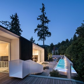 Ultra modern backyard of Bonetti 11 house, in West Vancouver; a Livingspace Homes Project.