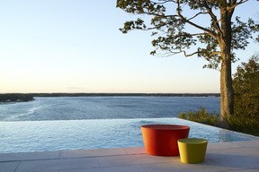 Outdoor stools by Knoll available at Livingspace Interiors.