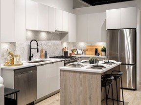 The kitchen in the show suite at Adera Development's Pura project in Surrey.