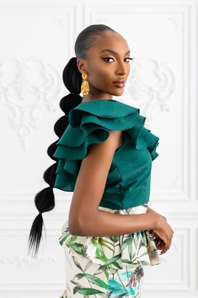 Kaela Kaye Awana Ruffle Crop Top.