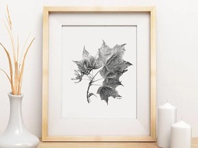 Maple leaf art print by TorontobyHand.etsy.com.