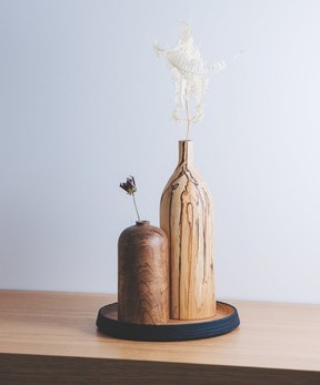 Hand-turned Oak and Maple vases by Abbotsford, B.C., based EverestHomeDesign.etsy.com