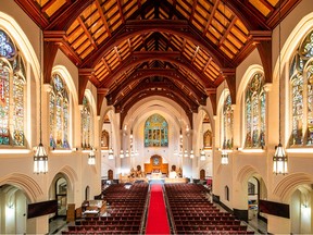 Inside the beautifully-restored St. Andrew's-Wesley United Church in downtown Vancouver.